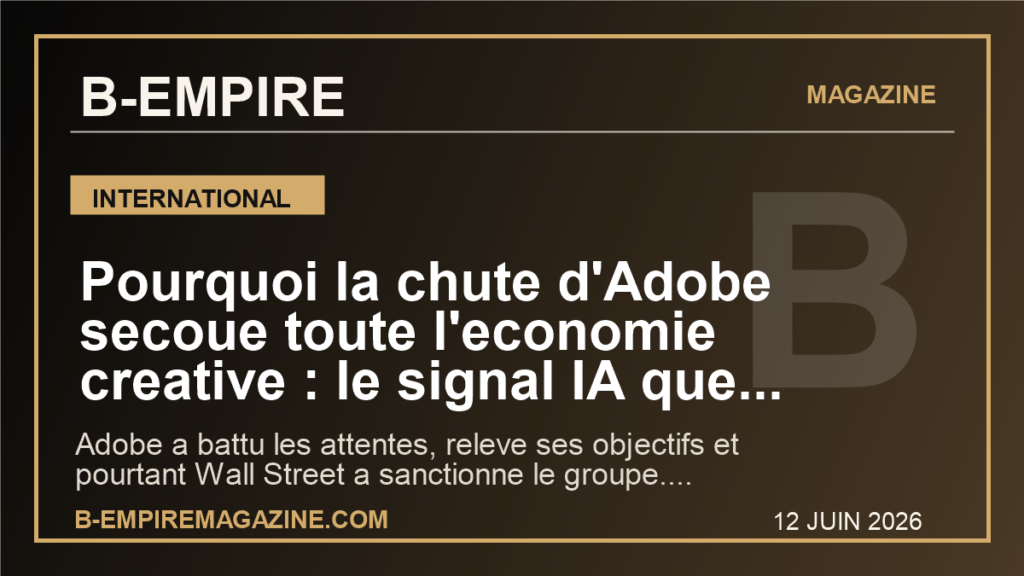 Pourquoi la chute d'Adobe secoue toute l'economie creative : le signal IA que la France ne peut plus ignorer