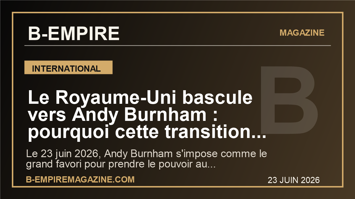 Le Royaume-Uni bascule vers Andy Burnham : pourquoi cette transition eclair peut secouer l'Europe et les marches