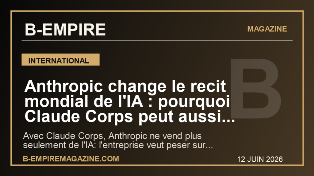 Anthropic change le recit mondial de l'IA : pourquoi Claude Corps peut aussi reveiller la France associative