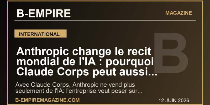 Anthropic change le recit mondial de l'IA : pourquoi Claude Corps peut aussi reveiller la France associative