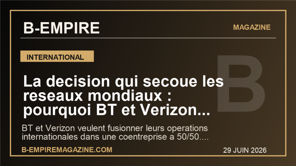 La decision qui secoue les reseaux mondiaux : pourquoi BT et Verizon unissent leurs activites internationales dans un pari a 4 milliards de dollars