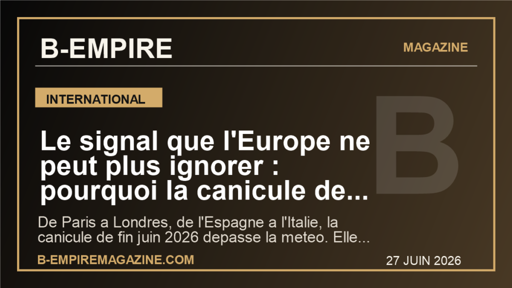 Le signal que l'Europe ne peut plus ignorer : pourquoi la canicule de juin 2026 place la France en premiere ligne