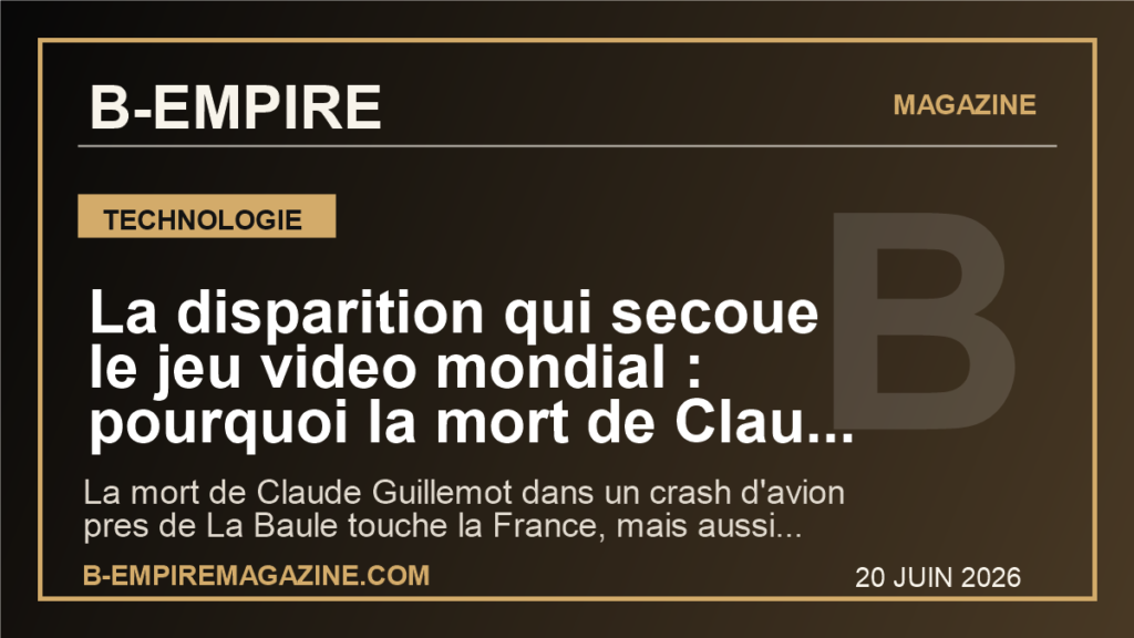 La disparition qui secoue le jeu video mondial : pourquoi la mort de Claude Guillemot depasse le drame de La Baule