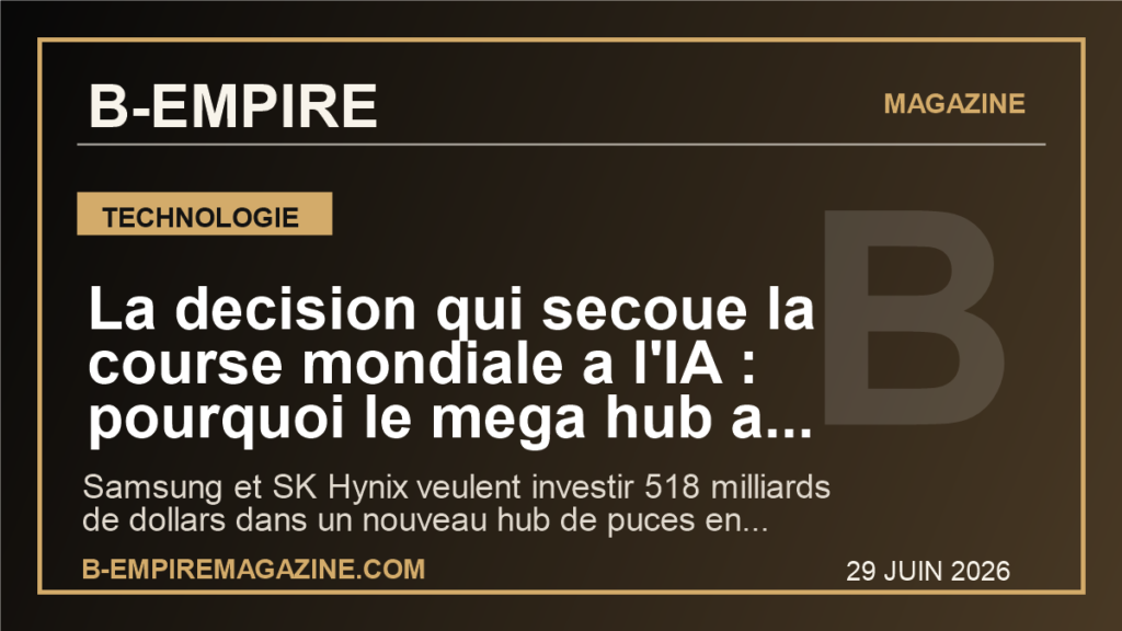 La decision qui secoue la course mondiale a l'IA : pourquoi le mega hub a 518 milliards de dollars lance par la Coree du Sud change deja le calcul de la France