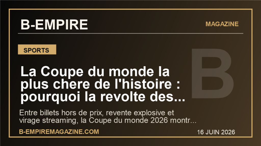 La Coupe du monde la plus chere de l'histoire : pourquoi la revolte des billets secoue deja la FIFA