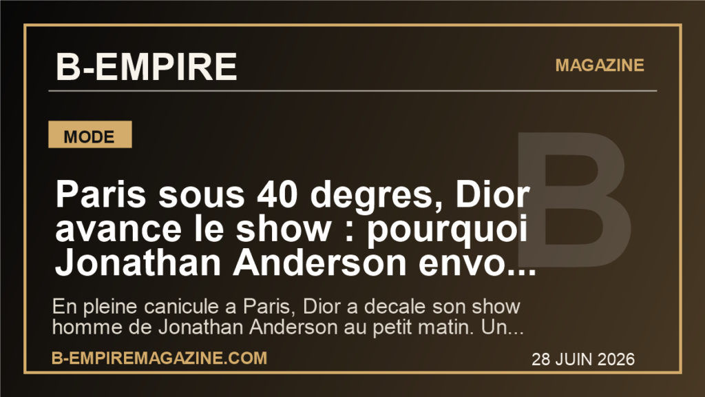 Paris sous 40 degres, Dior avance le show : pourquoi Jonathan Anderson envoie un signal que le luxe mondial ne peut plus ignorer