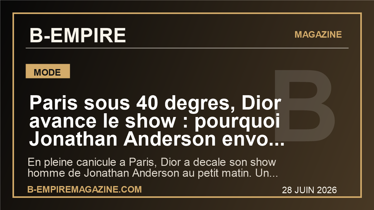 Paris sous 40 degres, Dior avance le show : pourquoi Jonathan Anderson envoie un signal que le luxe mondial ne peut plus ignorer