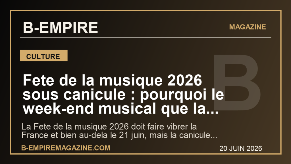 Fete de la musique 2026 sous canicule : pourquoi le week-end musical que la France attend peut basculer a tout moment