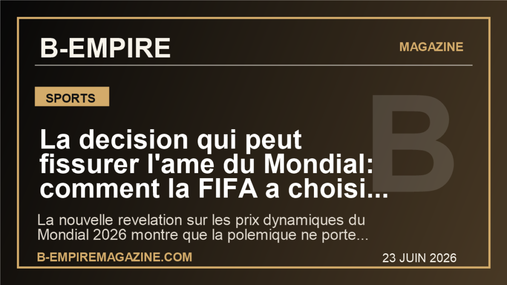 La decision qui peut fissurer l'ame du Mondial: comment la FIFA a choisi les prix dynamiques au risque d'ecarter ses propres fans