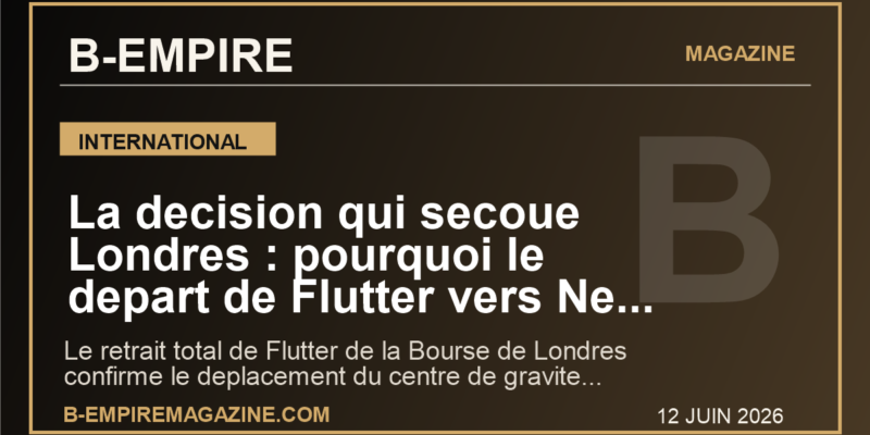 La decision qui secoue Londres : pourquoi le depart de Flutter vers New York envoie un avertissement a toute l'Europe
