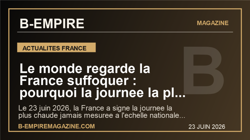 Le monde regarde la France suffoquer : pourquoi la journee la plus chaude de son histoire peut tout changer pour l'Europe