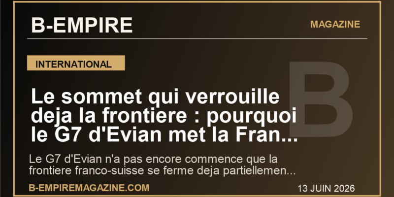 Le sommet qui verrouille deja la frontiere : pourquoi le G7 d'Evian met la France et Geneve sous pression mondiale