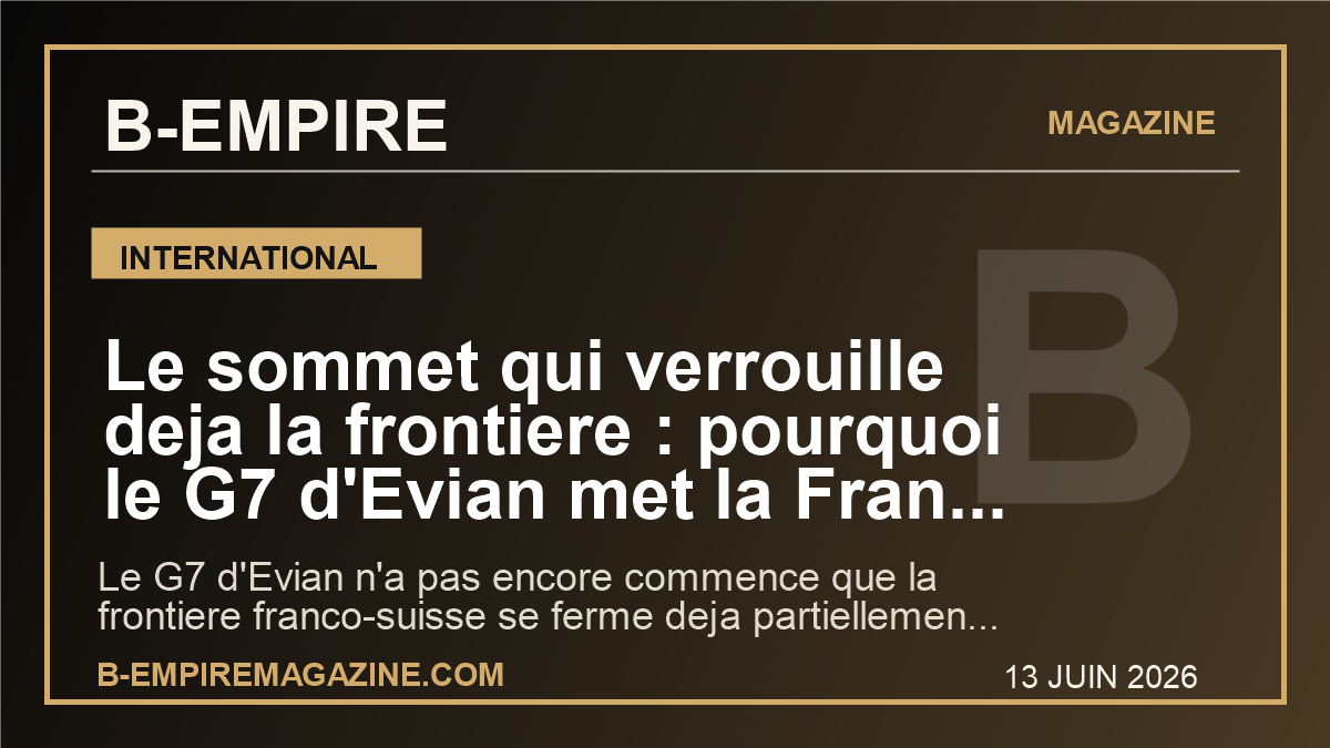 Le sommet qui verrouille deja la frontiere : pourquoi le G7 d’Evian met la France et Geneve sous pression mondiale