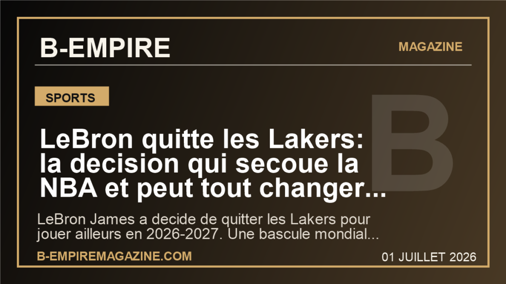 LeBron quitte les Lakers: la decision qui secoue la NBA et peut tout changer pour 2026-2027