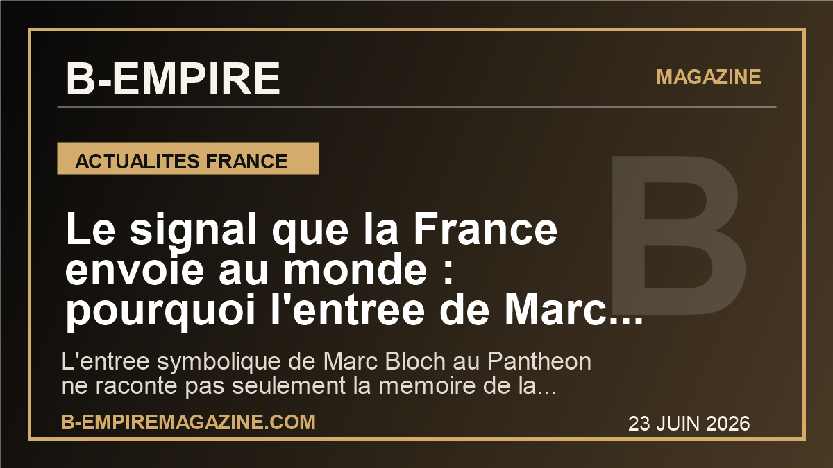 Le signal que la France envoie au monde : pourquoi l'entree de Marc Bloch au Pantheon depasse largement l'hommage historique