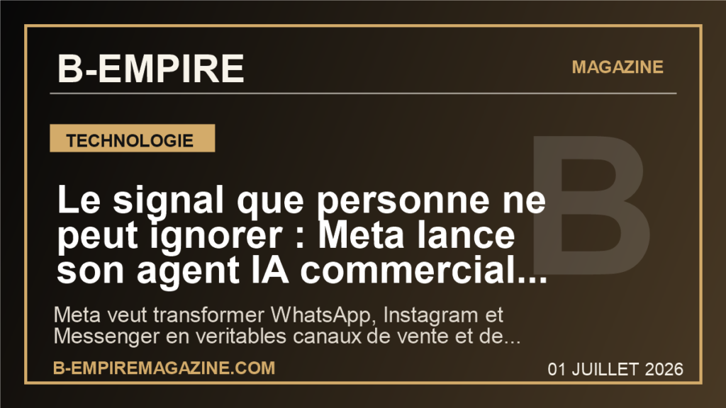 Le signal que personne ne peut ignorer : Meta lance son agent IA commercial mondial sur WhatsApp, Instagram et Messenger