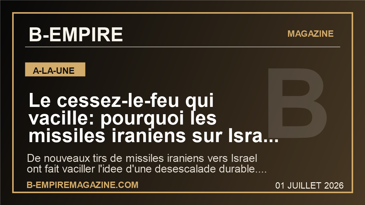 Le cessez-le-feu qui vacille: pourquoi les missiles iraniens sur Israel peuvent tout changer