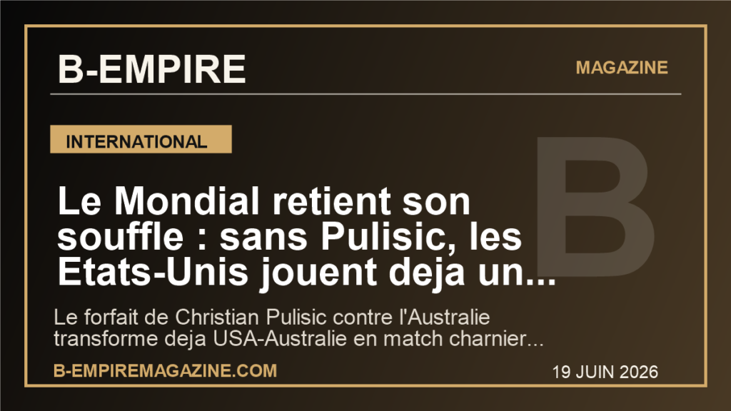 Le Mondial retient son souffle : sans Pulisic, les Etats-Unis jouent deja un tournant contre l'Australie