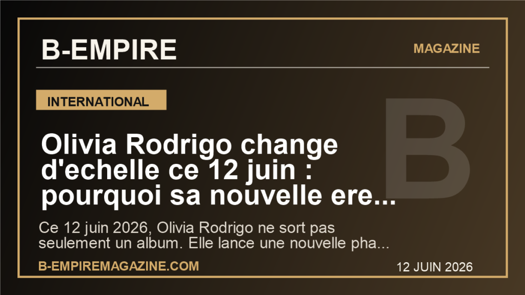 Olivia Rodrigo change d'echelle ce 12 juin : pourquoi sa nouvelle ere pop peut embraser le monde et parler a la France