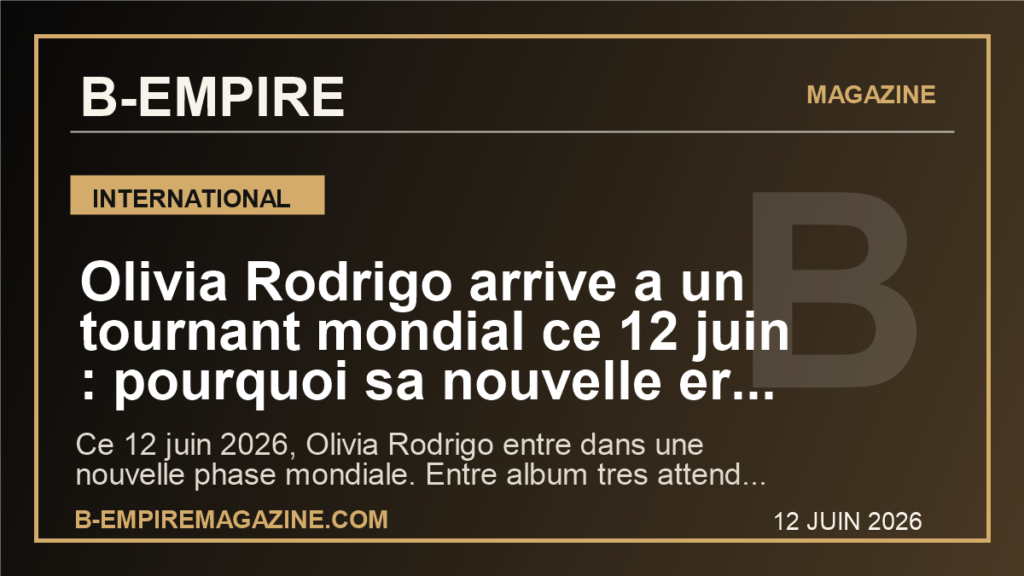 Olivia Rodrigo arrive a un tournant mondial ce 12 juin : pourquoi sa nouvelle ere pop peut aussi secouer la France