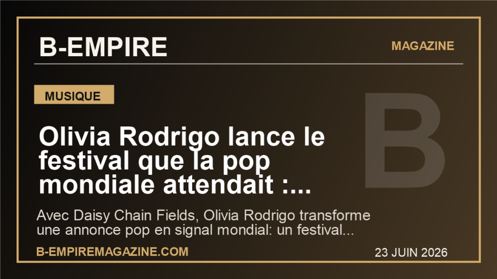 Olivia Rodrigo lance le festival que la pop mondiale attendait : pourquoi Daisy Chain Fields peut changer l'ete 2026