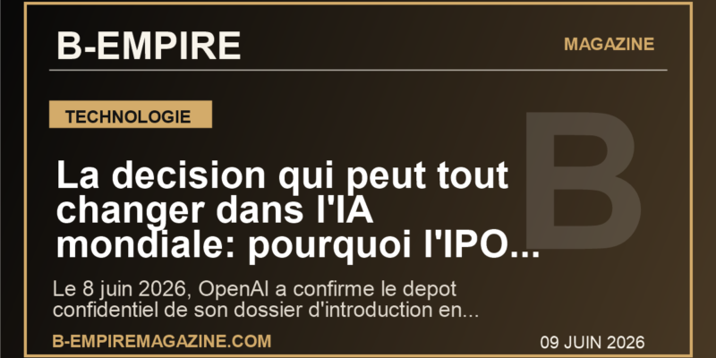 La decision qui peut tout changer dans l'IA mondiale: pourquoi l'IPO d'OpenAI secoue deja les marches
