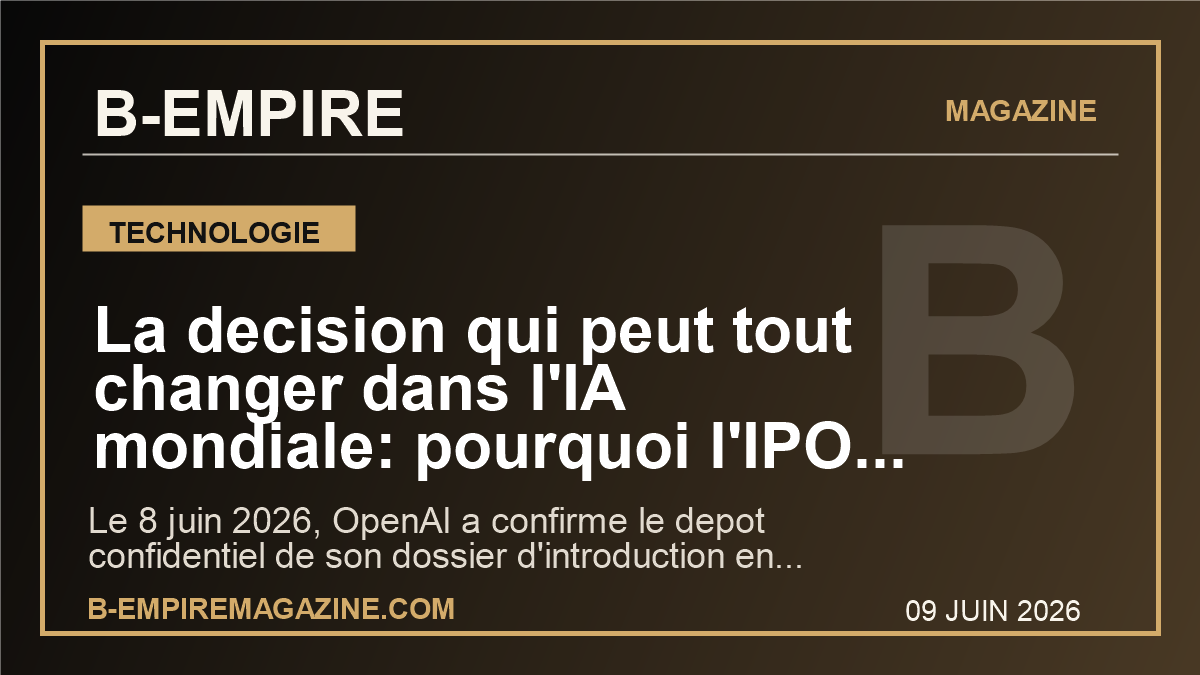 La decision qui peut tout changer dans l’IA mondiale: pourquoi l’IPO d’OpenAI secoue deja les marches