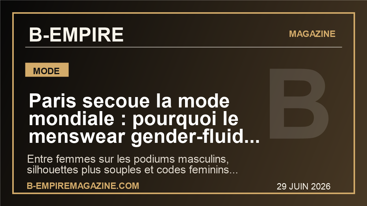 Paris secoue la mode mondiale : pourquoi le menswear gender-fluid n'est plus une niche mais le nouveau mainstream