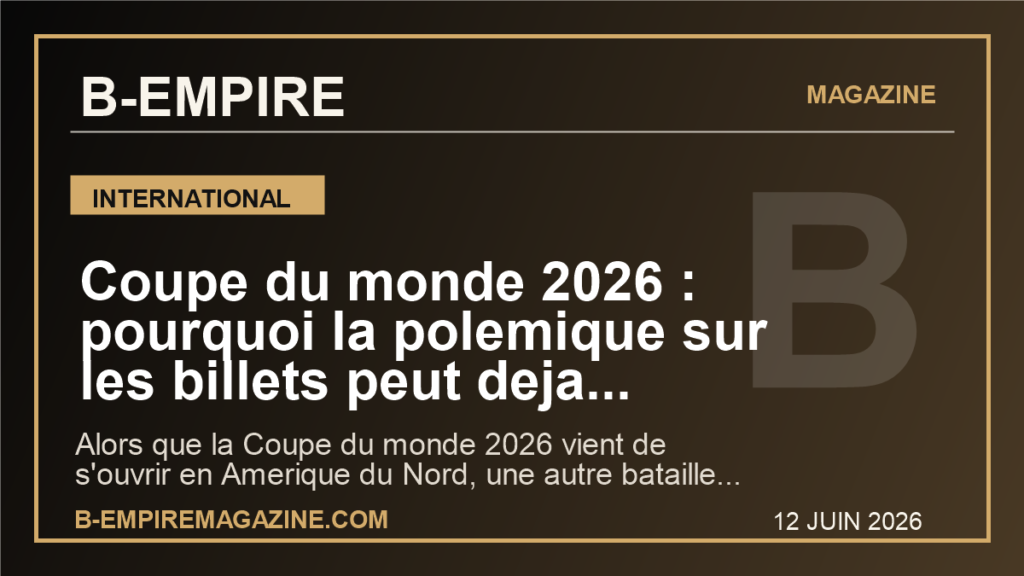 Coupe du monde 2026 : pourquoi la polemique sur les billets peut deja secouer le plus grand show sportif de la planete