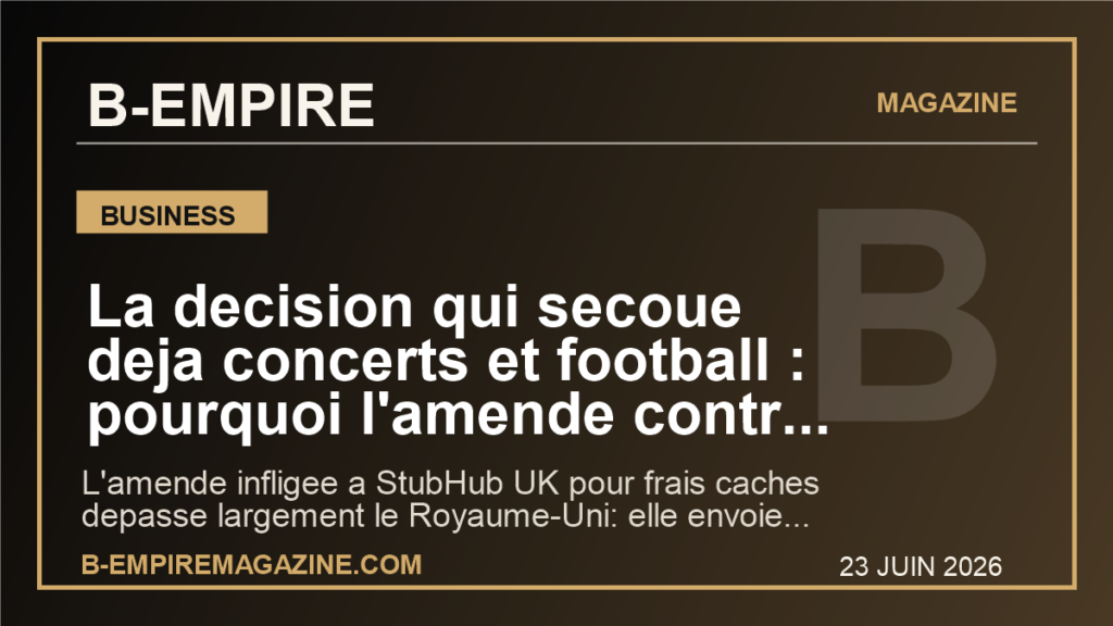 La decision qui secoue deja concerts et football : pourquoi l'amende contre StubHub peut changer le vrai prix des billets en Europe