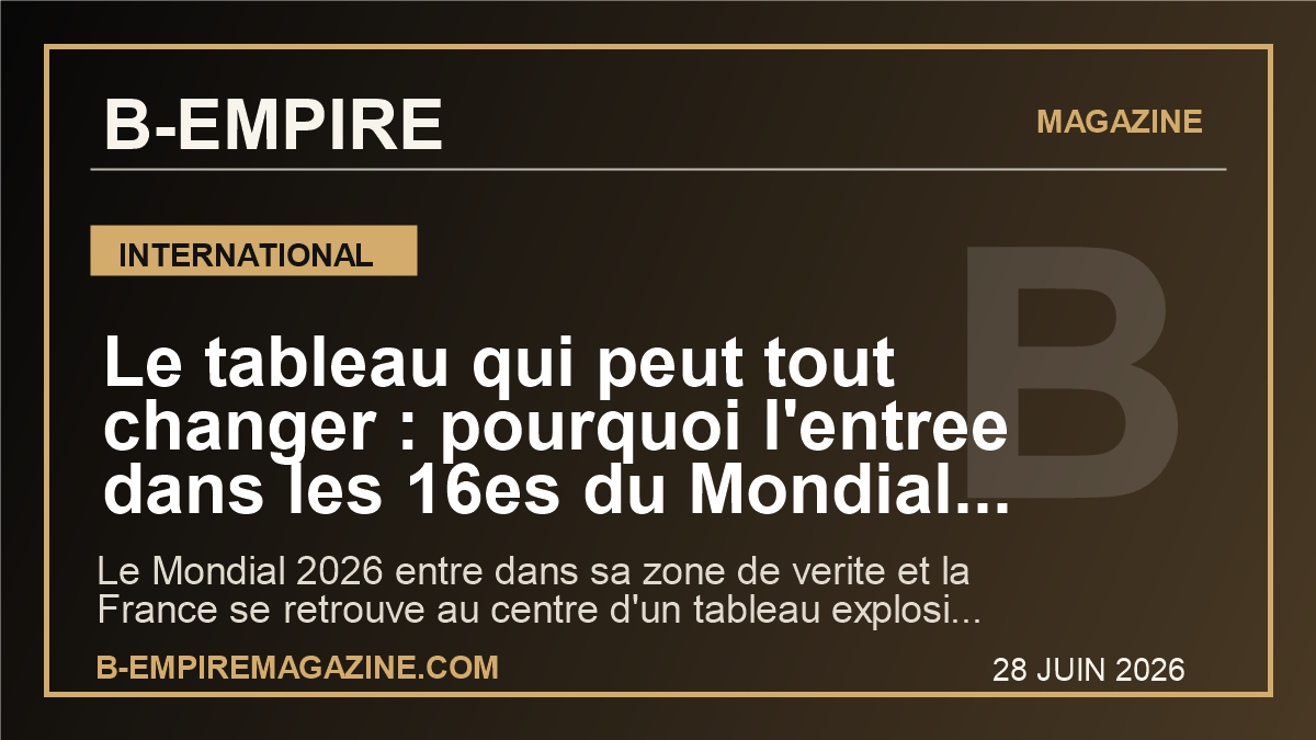 Le tableau qui peut tout changer : pourquoi l'entree dans les 16es du Mondial 2026 place la France au coeur d'une bascule mondiale