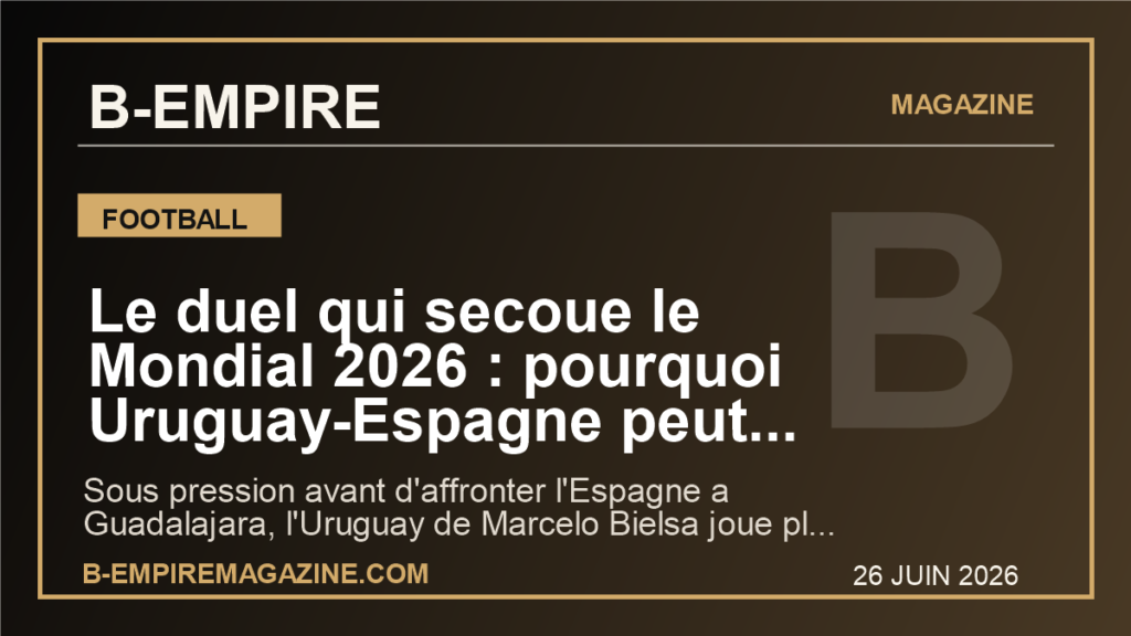 Le duel qui secoue le Mondial 2026 : pourquoi Uruguay-Espagne peut faire exploser la crise Bielsa