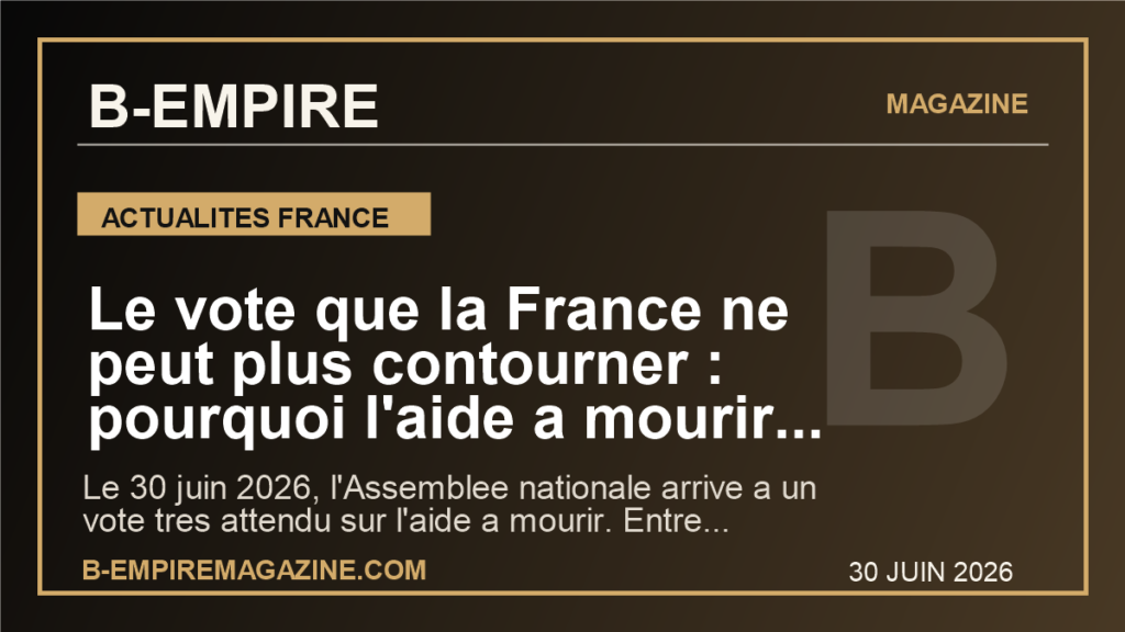 Le vote que la France ne peut plus contourner : pourquoi l'aide a mourir entre ce 30 juin 2026 dans son moment de verite