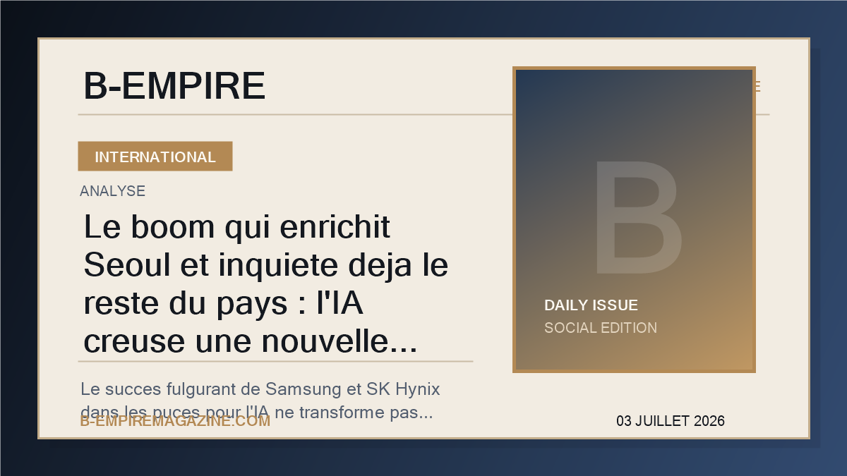 Le boom qui enrichit Seoul et inquiete deja le reste du pays : l'IA creuse une nouvelle fracture en Coree du Sud