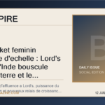 Le cricket feminin change d'echelle : Lord's plein, l'Inde bouscule l'Angleterre et le business mondial accelere