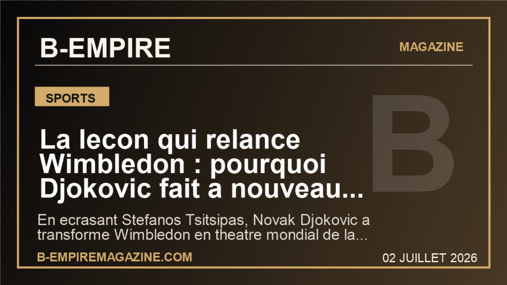 La lecon qui relance Wimbledon : pourquoi Djokovic fait a nouveau trembler le tennis mondial et met la France en veille