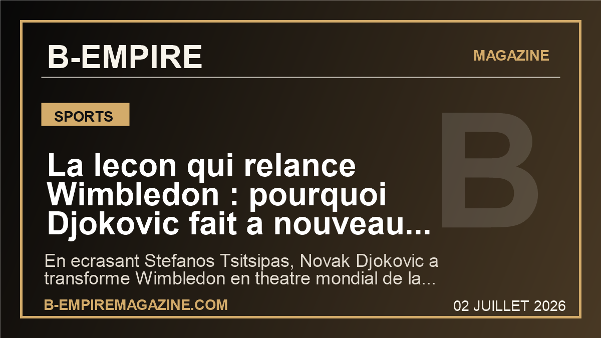 La lecon qui relance Wimbledon : pourquoi Djokovic fait a nouveau trembler le tennis mondial et met la France en veille