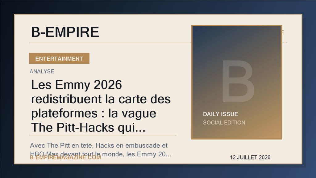 Les Emmy 2026 redistribuent la carte des plateformes : la vague The Pitt-Hacks qui secoue deja la TV mondiale