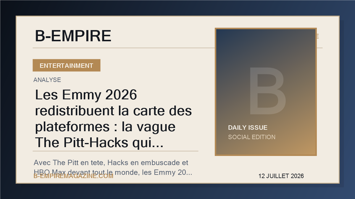 Les Emmy 2026 redistribuent la carte des plateformes : la vague The Pitt-Hacks qui secoue deja la TV mondiale