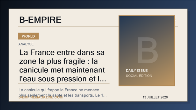 La France entre dans sa zone la plus fragile : la canicule met maintenant l'eau sous pression et le signal depasse deja l'Hexagone