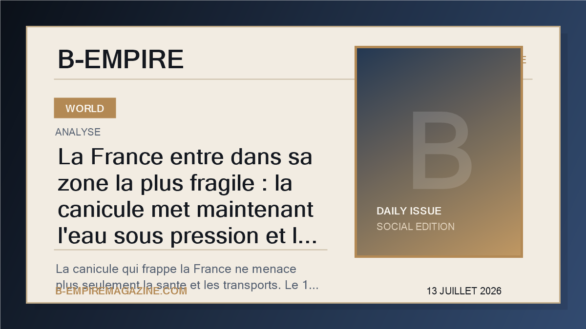 La France entre dans sa zone la plus fragile : la canicule met maintenant l'eau sous pression et le signal depasse deja l'Hexagone