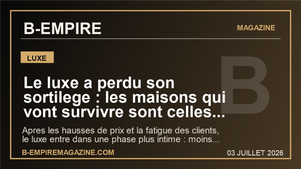 Le luxe a perdu son sortilege : les maisons qui vont survivre sont celles qui vont redevenir desirables