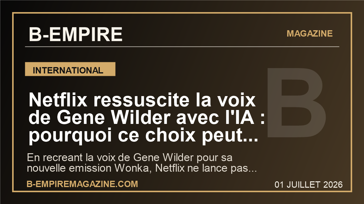 Netflix ressuscite la voix de Gene Wilder avec l'IA : pourquoi ce choix peut tout changer dans le divertissement mondial