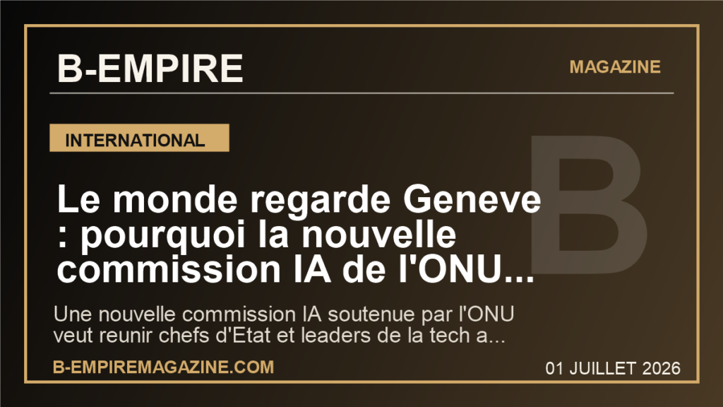 Le monde regarde Geneve : pourquoi la nouvelle commission IA de l'ONU peut tout changer dans la bataille mondiale de l'IA