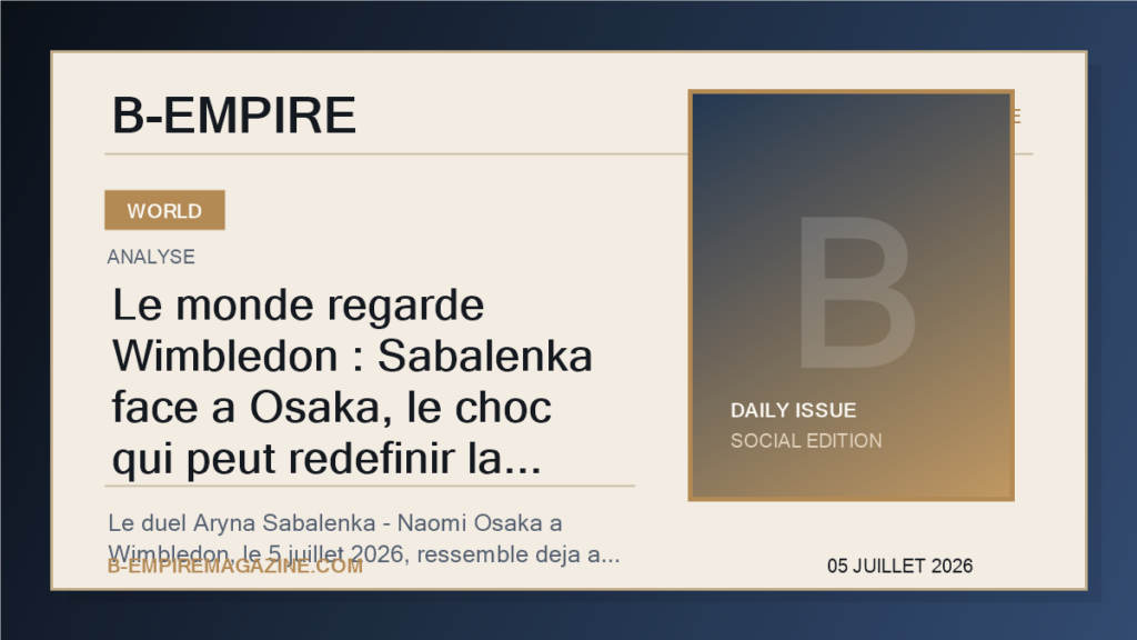 Le monde regarde Wimbledon : Sabalenka face a Osaka, le choc qui peut redefinir la deuxieme semaine