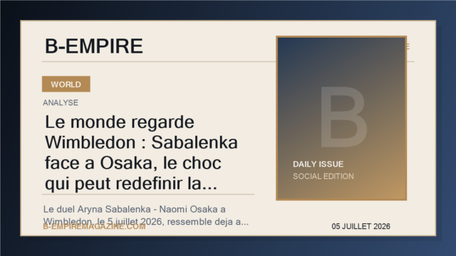 Le monde regarde Wimbledon : Sabalenka face a Osaka, le choc qui peut redefinir la deuxieme semaine