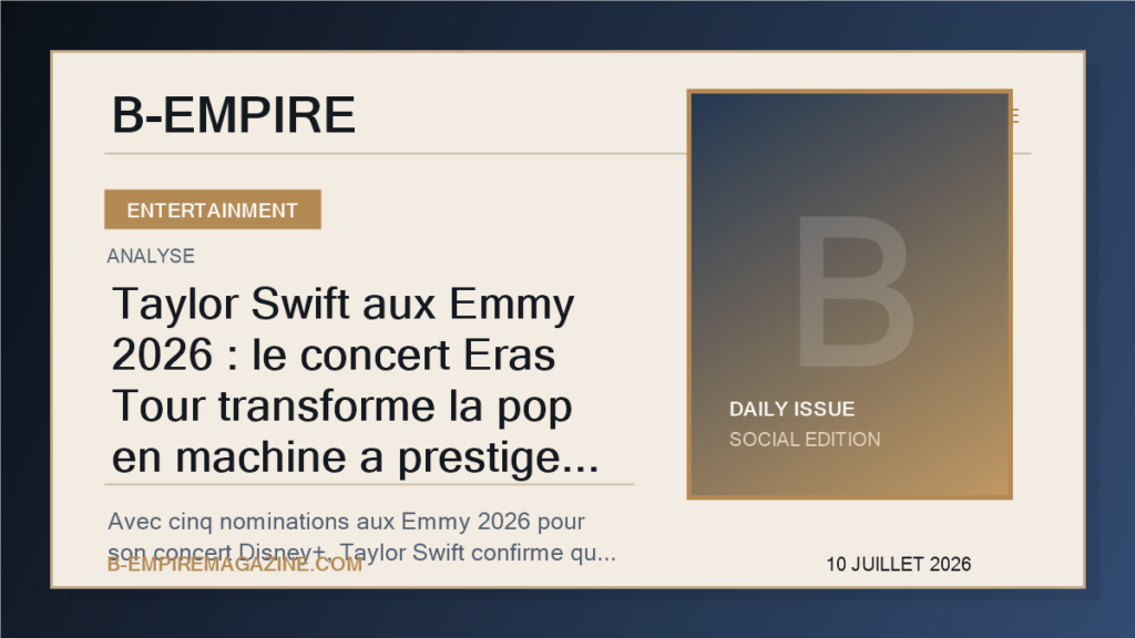 Taylor Swift aux Emmy 2026 : le concert Eras Tour transforme la pop en machine a prestige TV