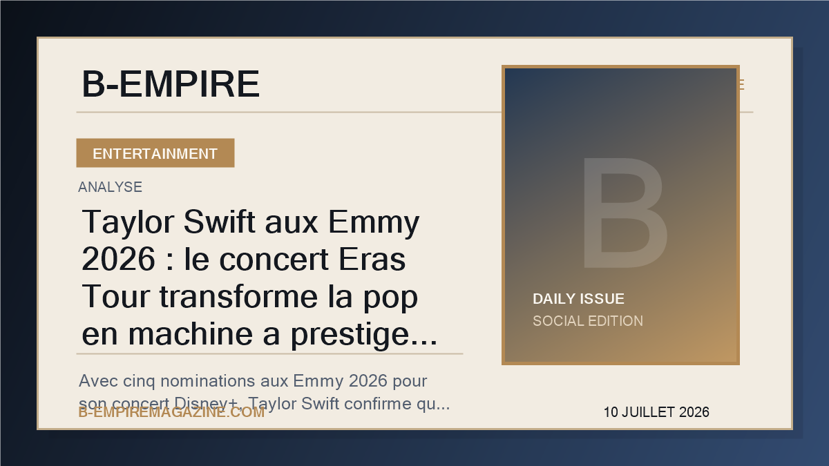 Taylor Swift aux Emmy 2026 : le concert Eras Tour transforme la pop en machine a prestige TV