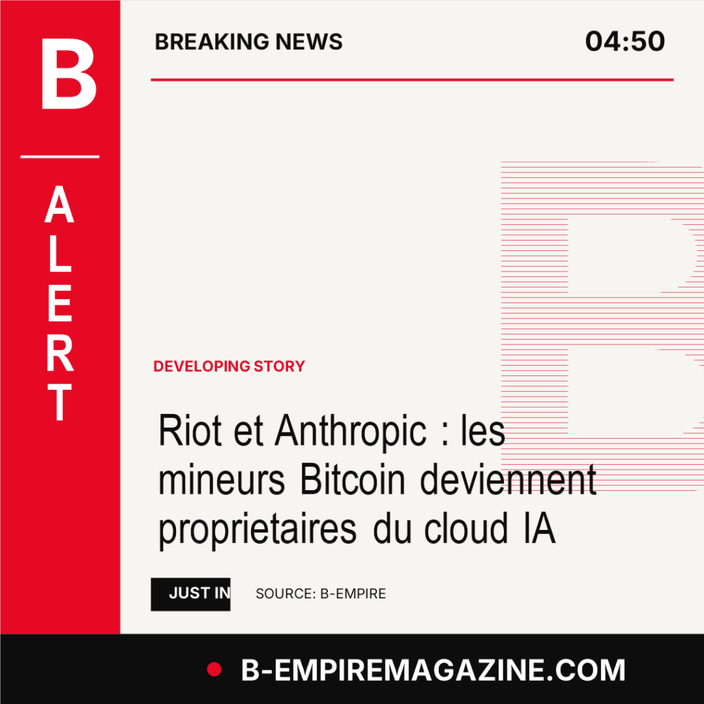 Riot et Anthropic : les mineurs Bitcoin deviennent proprietaires du cloud IA