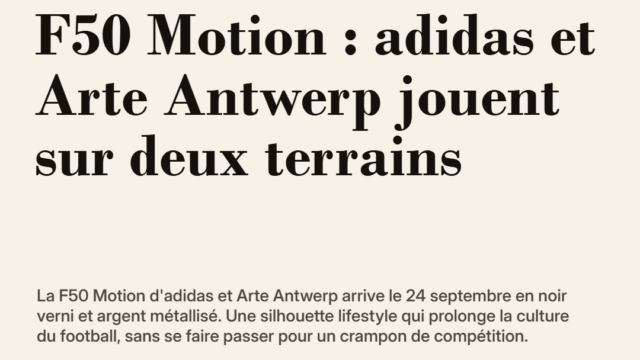 adidas x Arte Antwerp : la F50 Motion quitte le terrain pour la rue